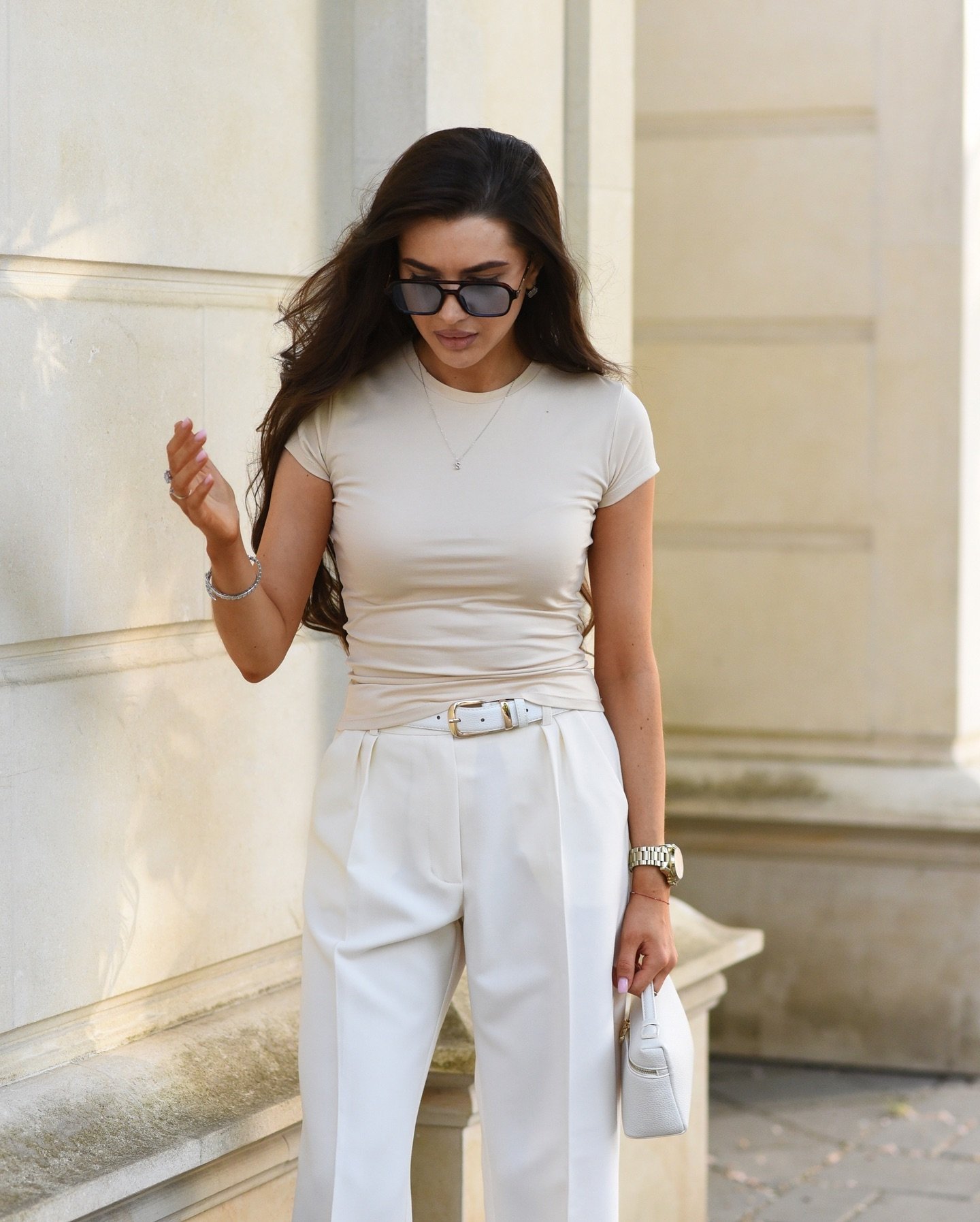 Брюки палаццо 2 защіпи Колір: Молочний; Розмір: М