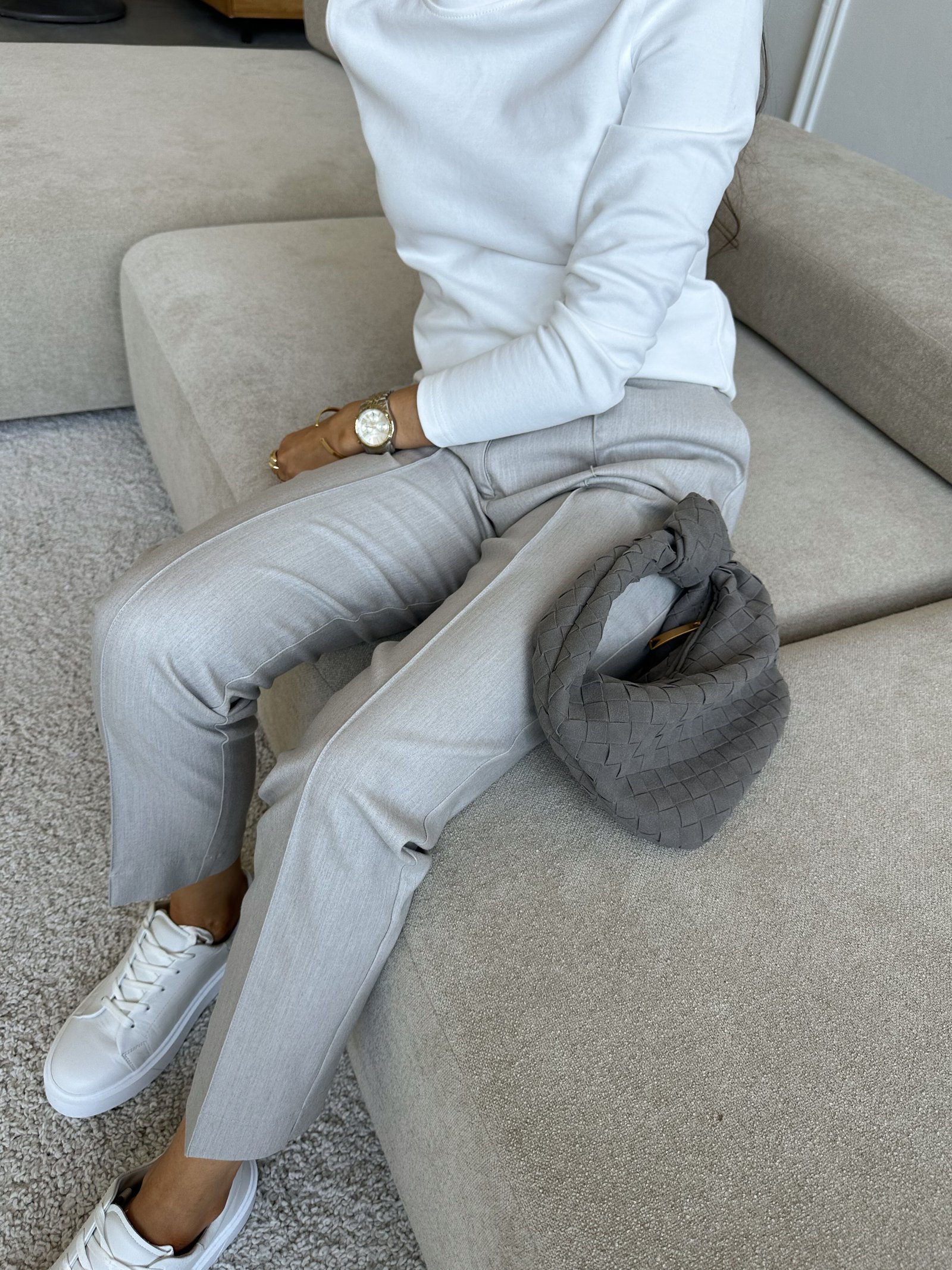 Брюки з прострочкою та защіпом Колір: Сірий; Розмір: С