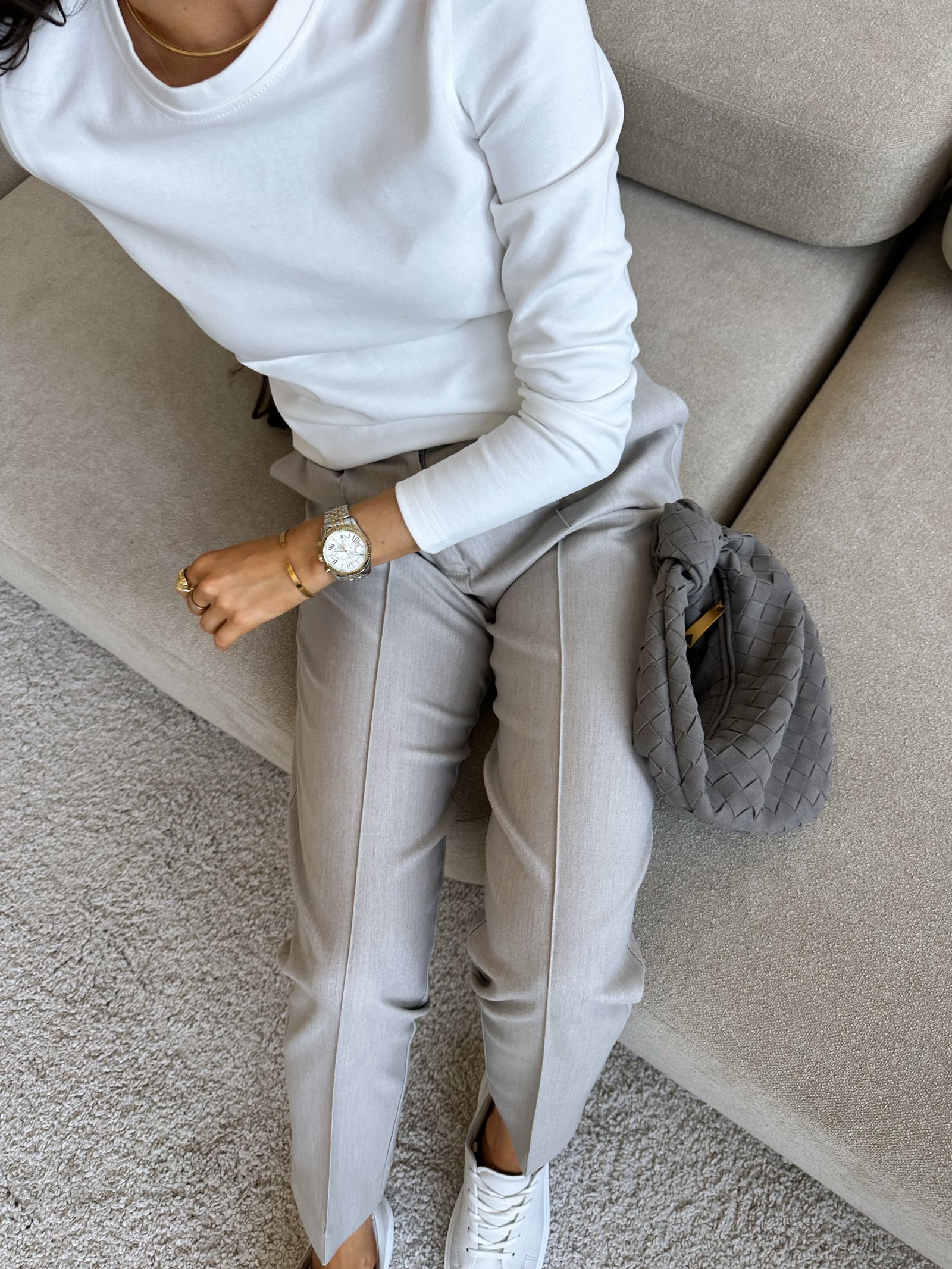 Брюки з прострочкою та защіпом Колір: Сірий; Розмір: С