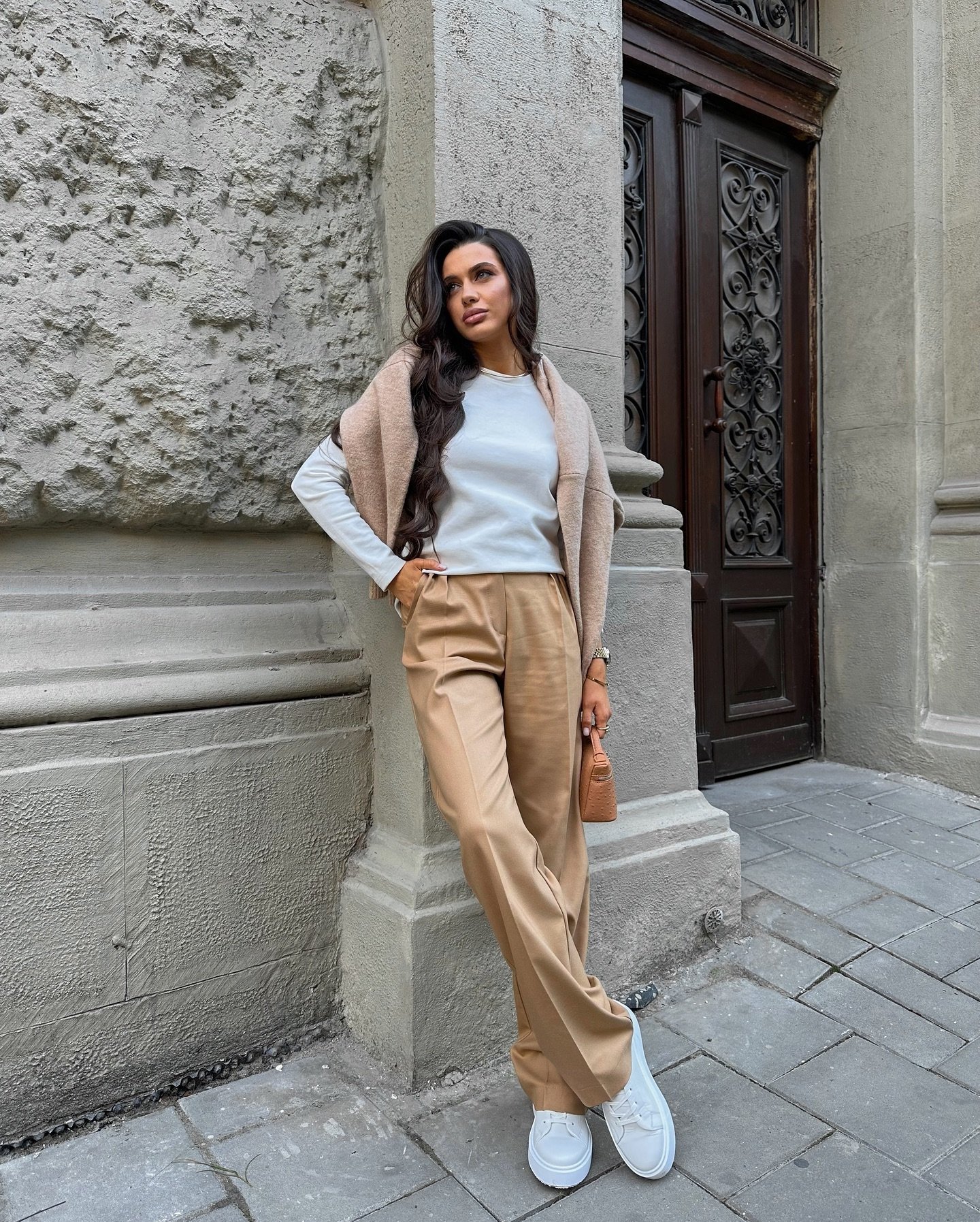 Брюки палаццо 2 защіпи Колір: Карамель; Розмір: ХС