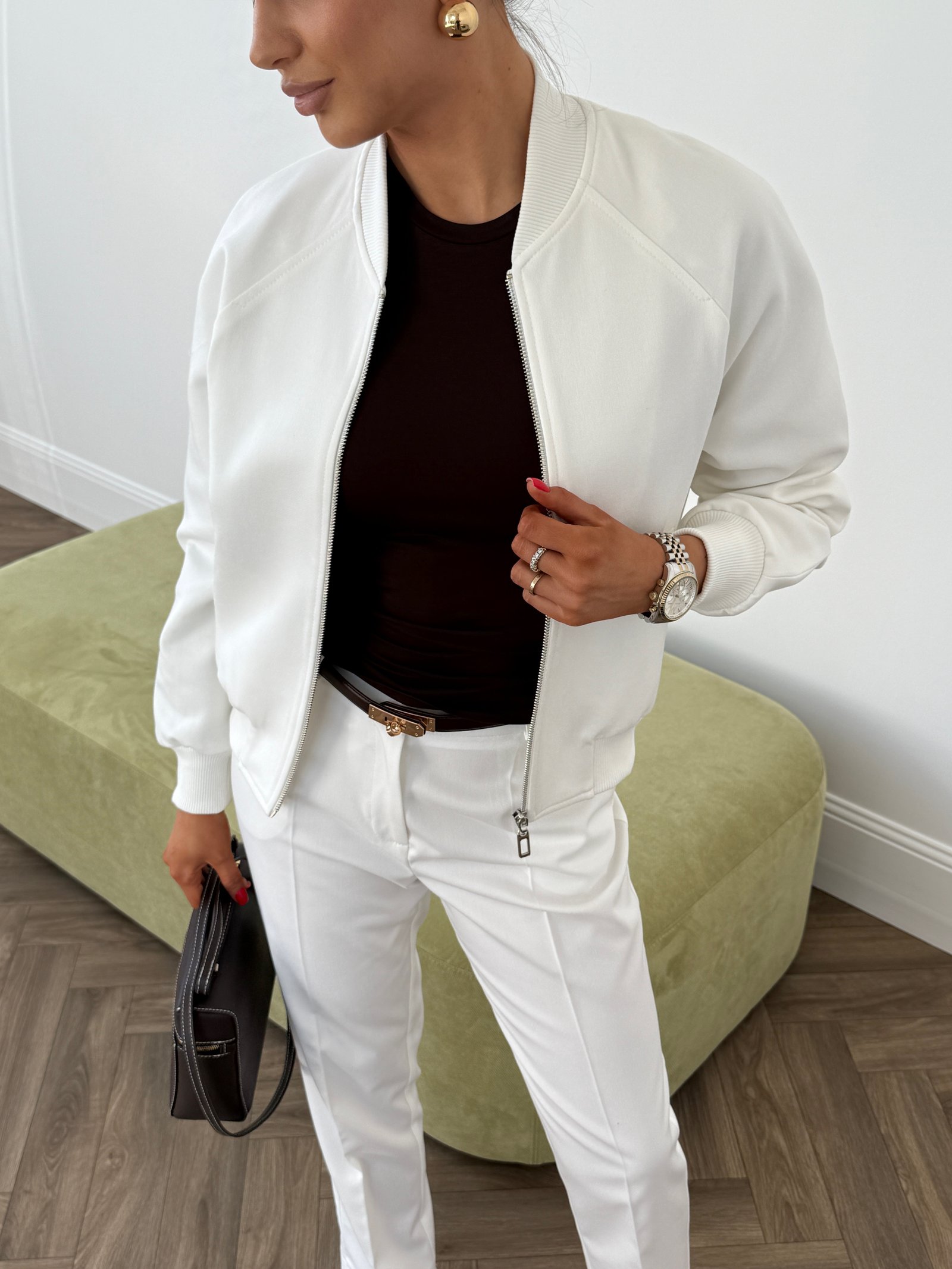 Бомбер реглан (костюмний) Колір: Молочний; Розмір: С