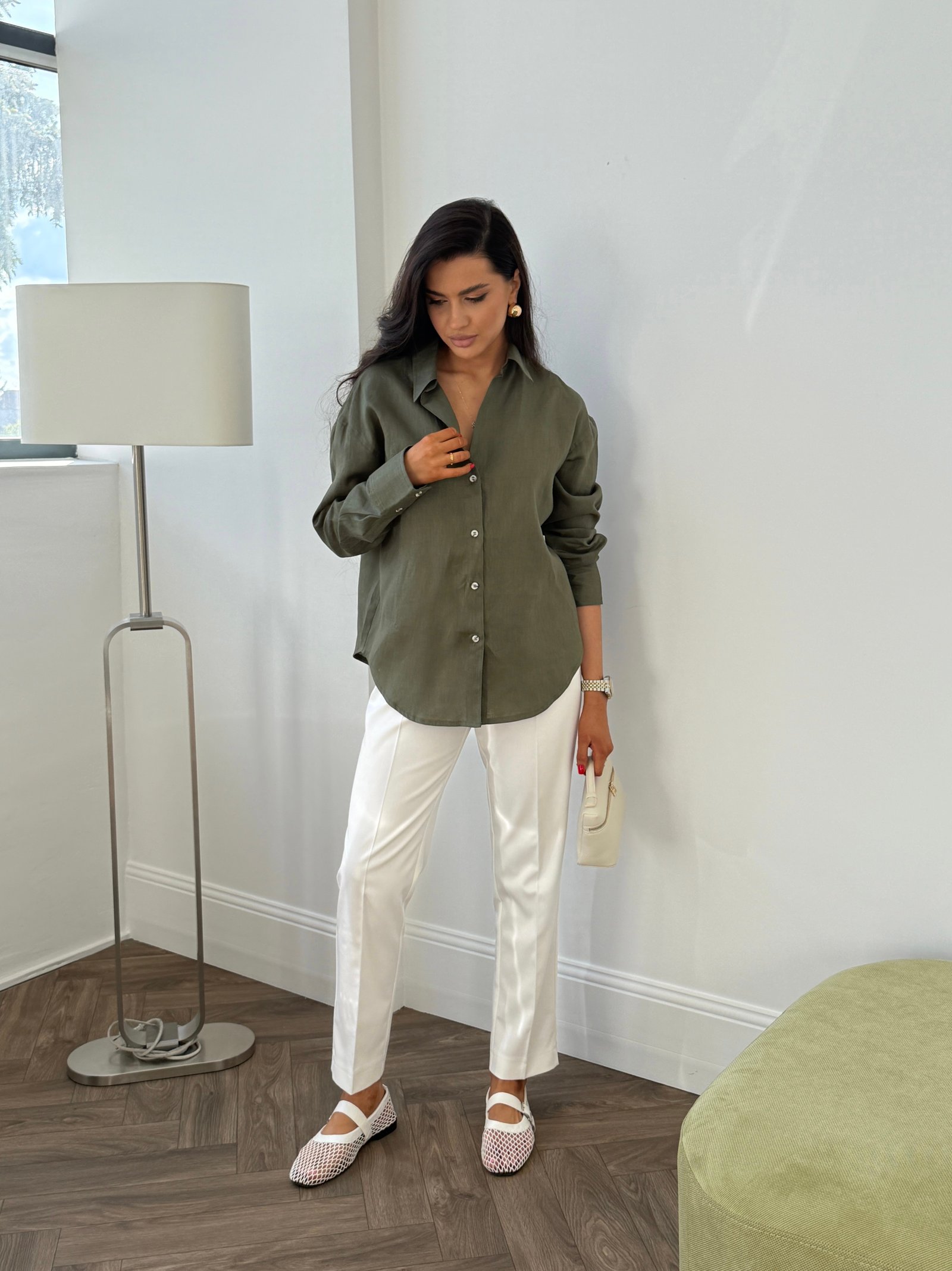 Сорочка linen light Колір: Олива; Розмір: С-М