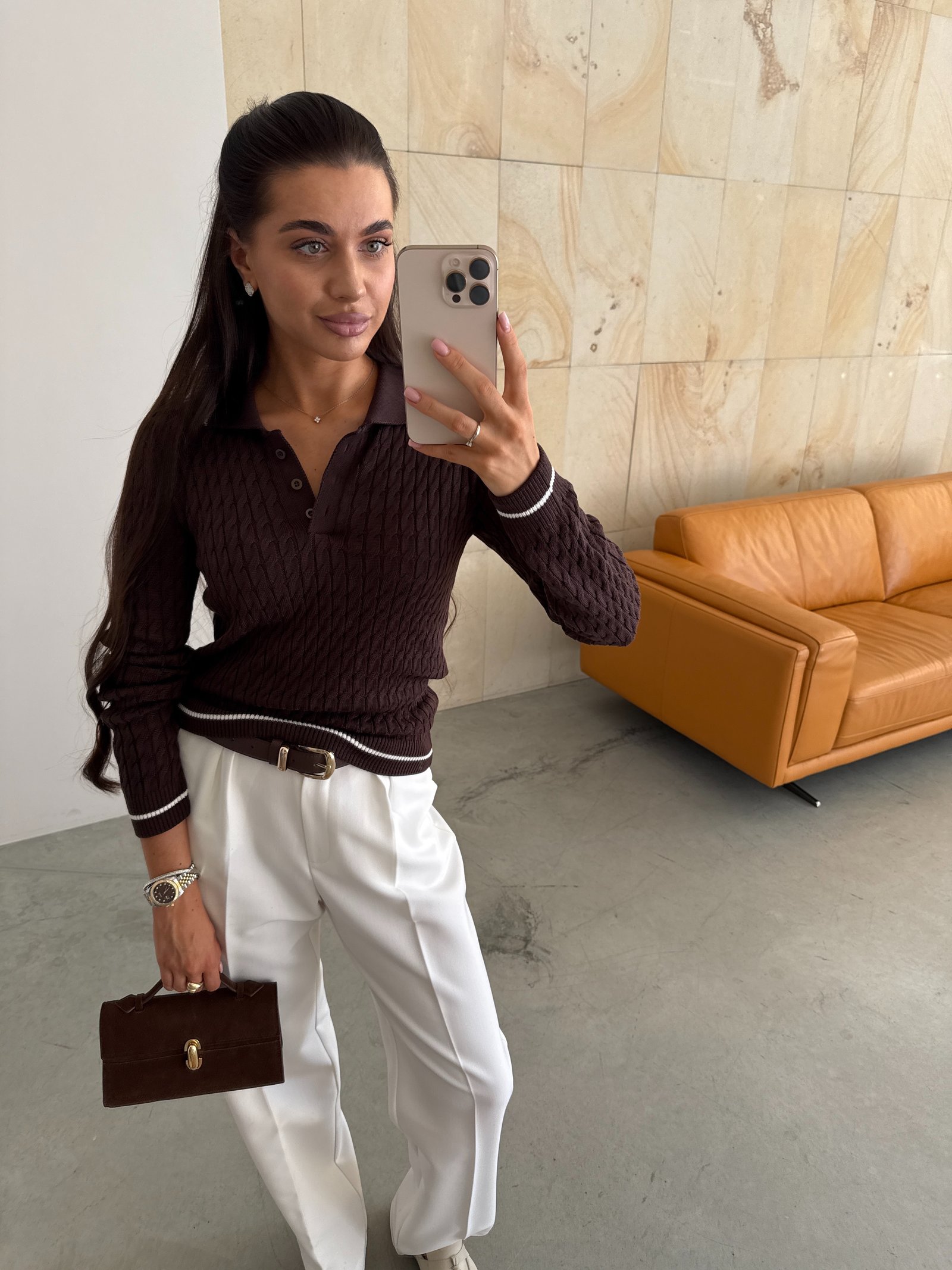 Поло twist рукав Колір: Коричневий; Розмір: М