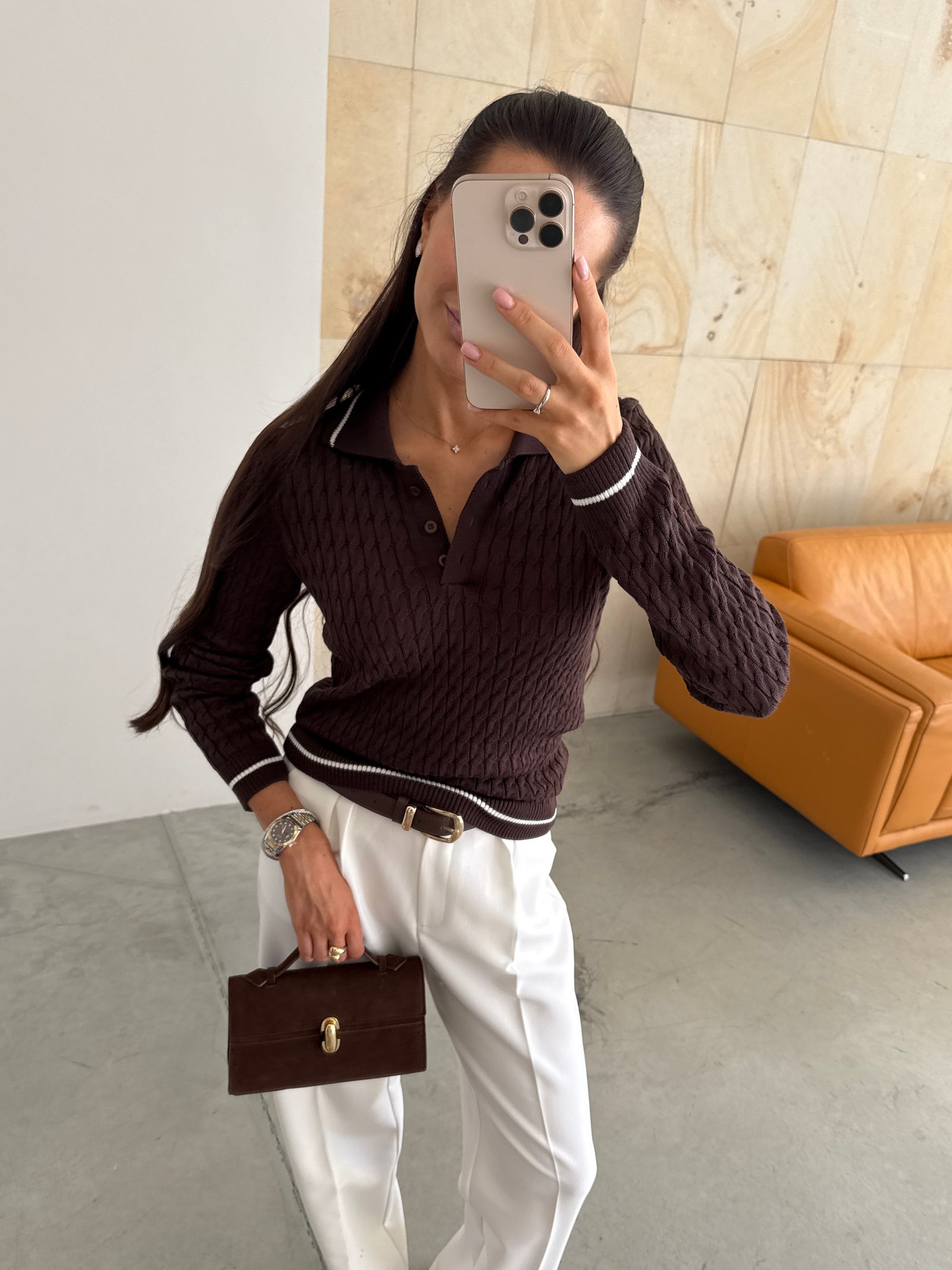 Поло twist рукав Колір: Коричневий; Розмір: М