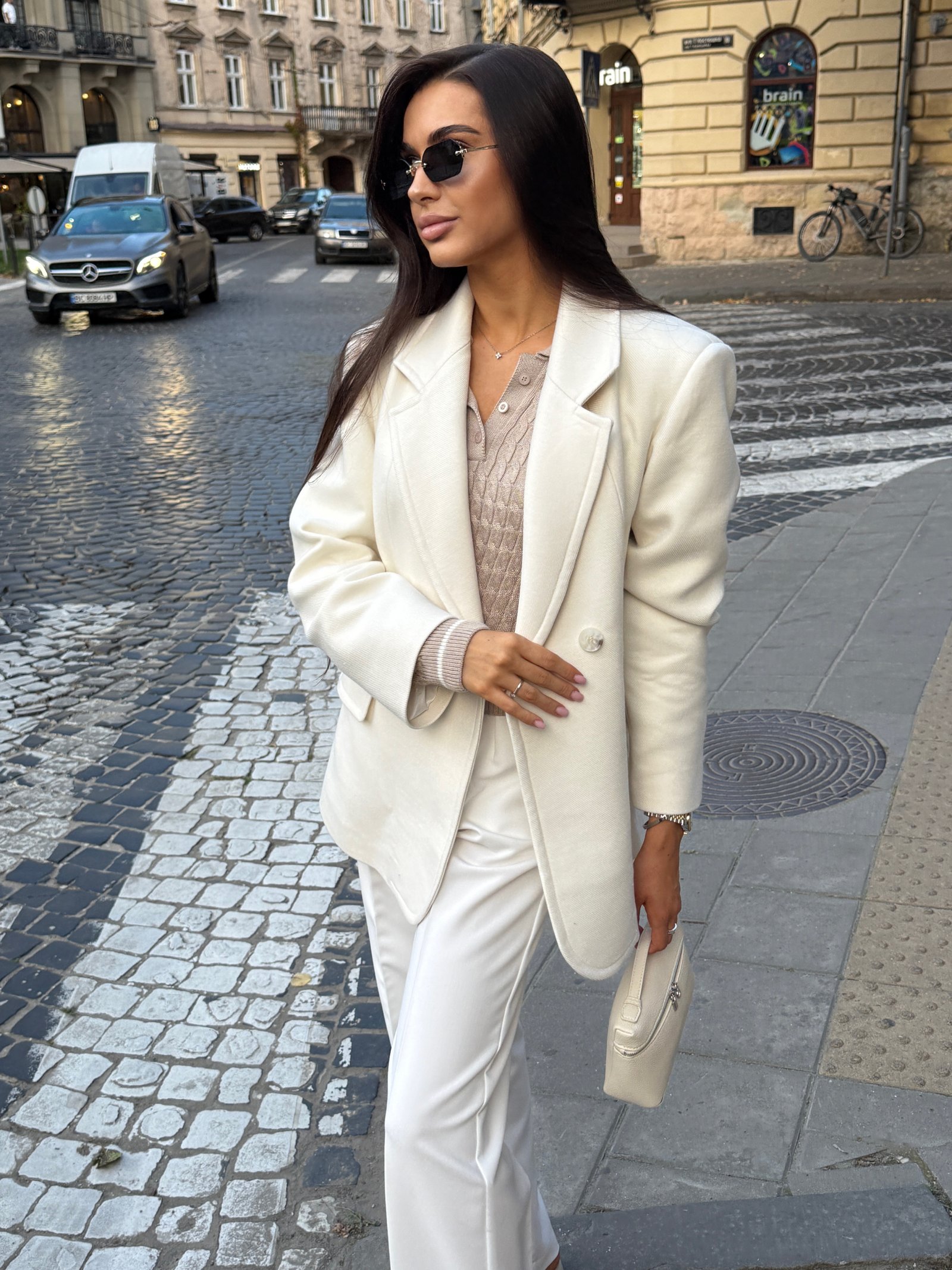 Жакет пальтовий Колір: Молочний; Розмір: ХС-С